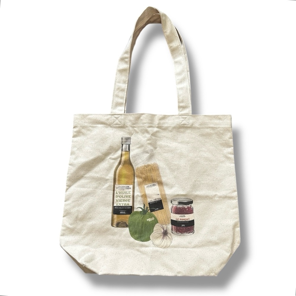 La Grande Épicerie de Paris Canvas Beige Tote Bag Grocery Food Print